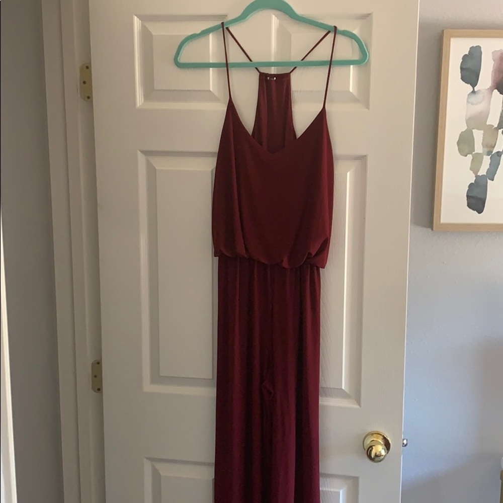Maroon spaghetti strap jumpsuit